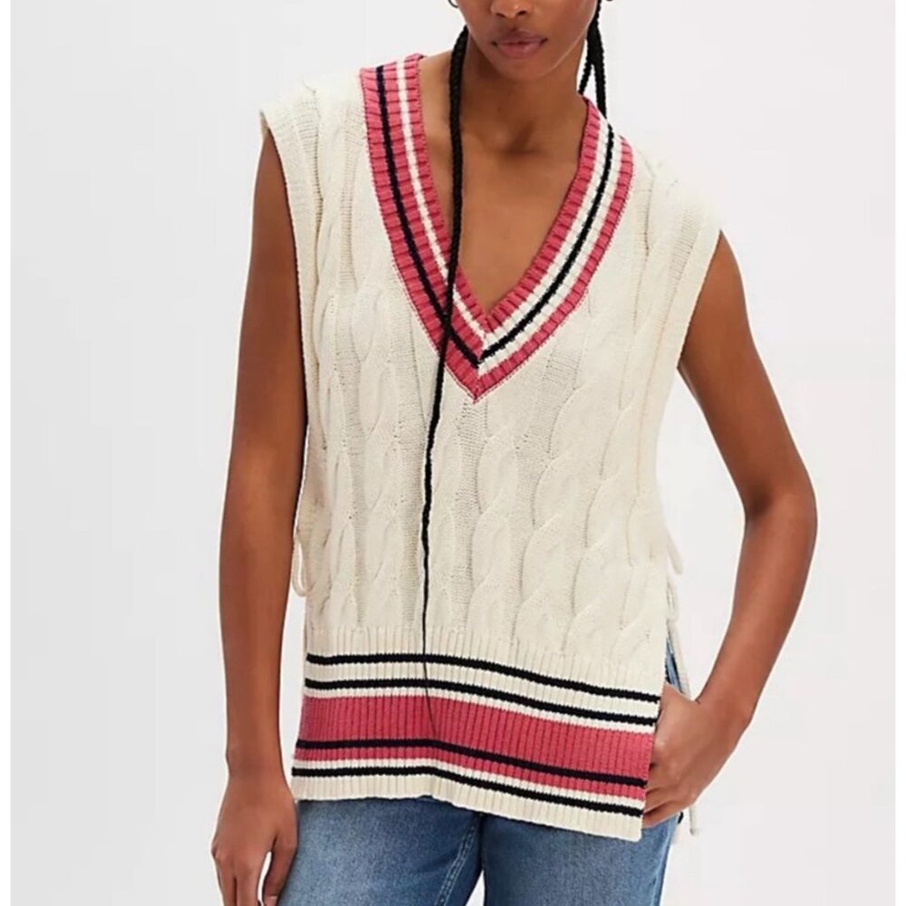 Free‎ People Coastal prep Poncho oversized vest preppy sz OS